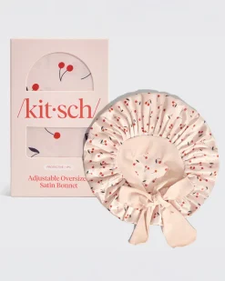 Kitsch Adjustable Oversized Satin Bonnet - Cherry Print Discount