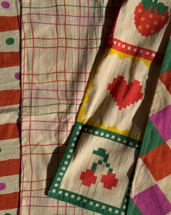 ban.do x Julie Peach ban.do Tea Towel Plaid Hot