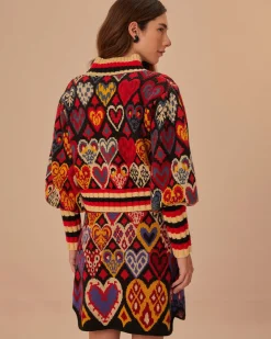 Farm Rio Black Hearts Ikat Knit Sweater Sale