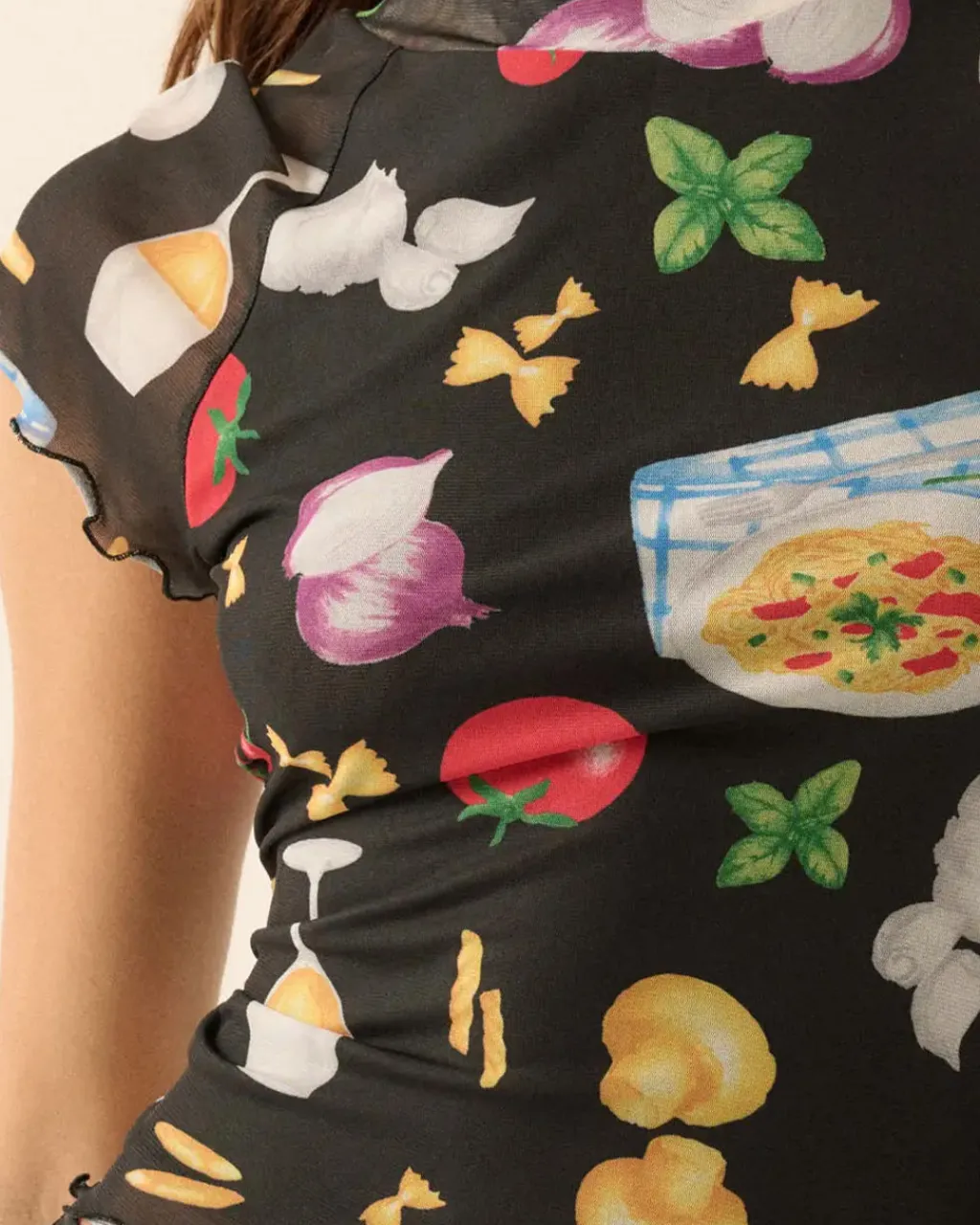 Promesa Buon Appetito Printed Mesh Mock-Neck Baby Tee Clearance