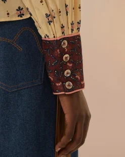 Farm Rio Burgundy Ainika Chill Blouse Outlet