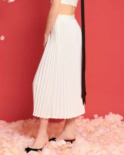 Sister Jane Carolina Pleated Midi Skirt - Pearled Ivory Clearance