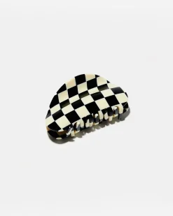 Chunks Checker Claw Clip - Black + White Online