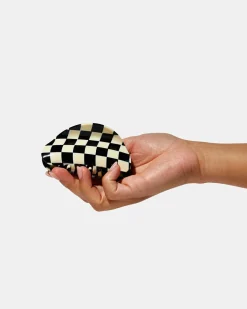 Chunks Checker Claw Clip - Black + White Online