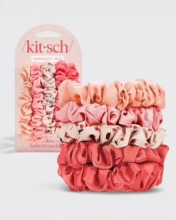 Kitsch Cherry Blossom Ruched Satin Scrunchies - Set of 5 Discount
