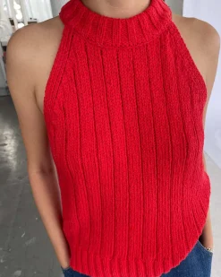 Le Bon Shoppe Claire Cotton Sweater Tank - Chili Pepper Clearance