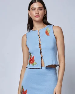 Another Girl Clementine Appliqué Knit Top Outlet