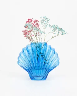 Doiy Glass Seashell Vase Cobalt Blue Discount