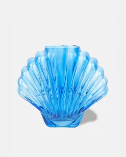 Doiy Glass Seashell Vase Cobalt Blue Discount