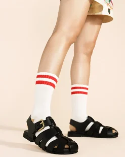 Hansel From Basel Collegiate Stripe Crew Socks - White Clearance