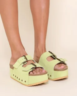 Intentionally Blank Cooper-2 Suede Platform Slide - Pistachio
