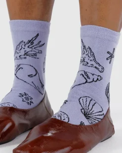 Baggu Crew Socks - Light Blue Shells New