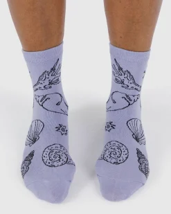 Baggu Crew Socks - Light Blue Shells New