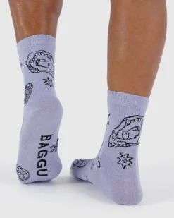 Baggu Crew Socks - Light Blue Shells New
