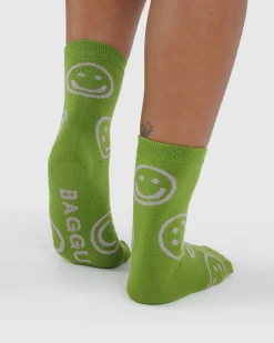 Baggu Crew Socks - Pear Happy Hot
