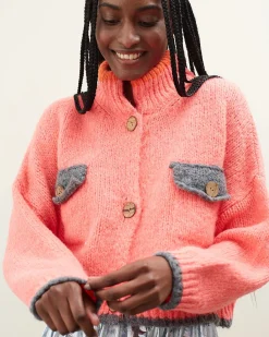 Dr. Bloom Ding Ding Cardigan - Coral Hot