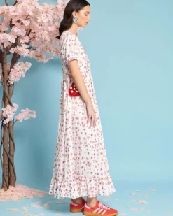 Sister Jane Doodle Bloom Midi Dress - Ivory + Red Online