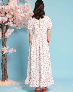 Sister Jane Doodle Bloom Midi Dress - Ivory + Red Online