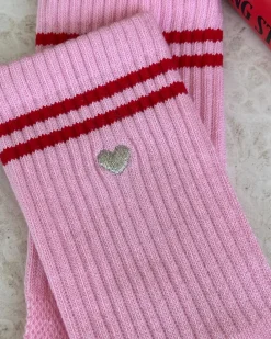 Le Bon Shoppe Embroidered Boyfriend Socks - Amour Pink + Heart Clearance