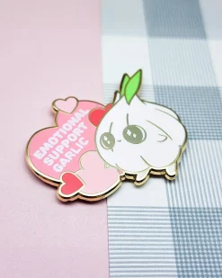 Toku Arts Emotional Support Garlic Enamel Pin Outlet