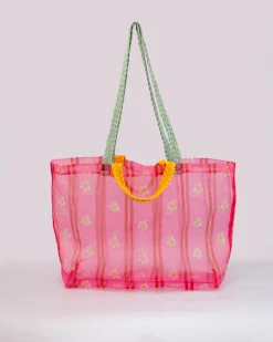 ban.do Floral Stripe Mesh Market Bag Hot