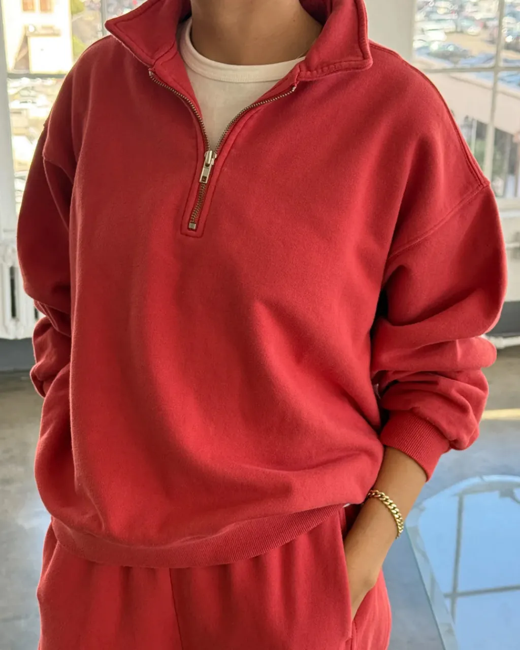 Le Bon Shoppe French Terry Noah Top - Coral Red Clearance