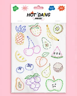 Hot Dang Press Iron-On Sheet Set Fruit Embroidery