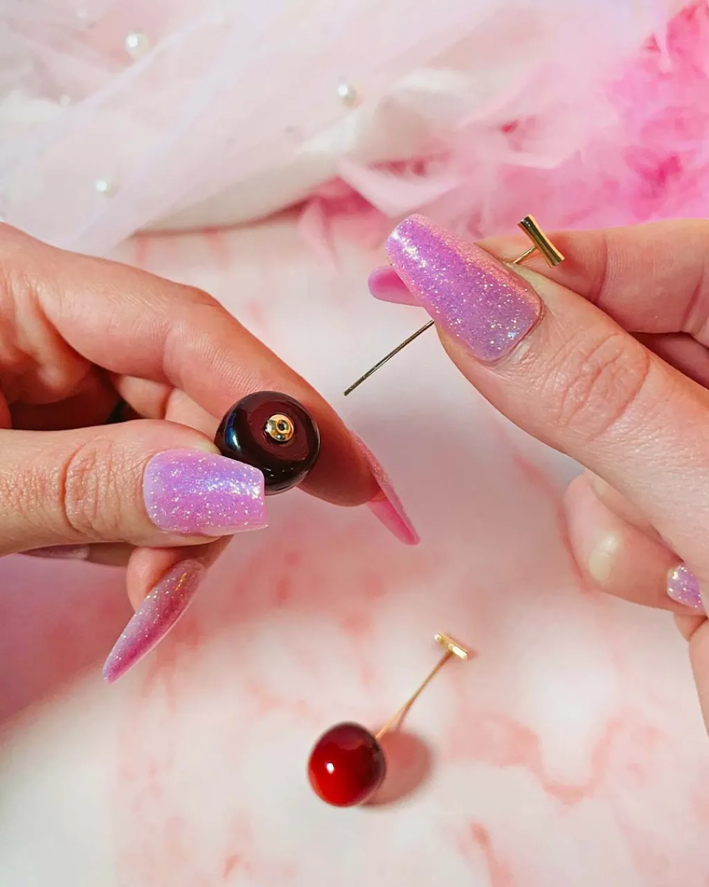 A Shop of Things Gold Stem Cherry Earrings Best