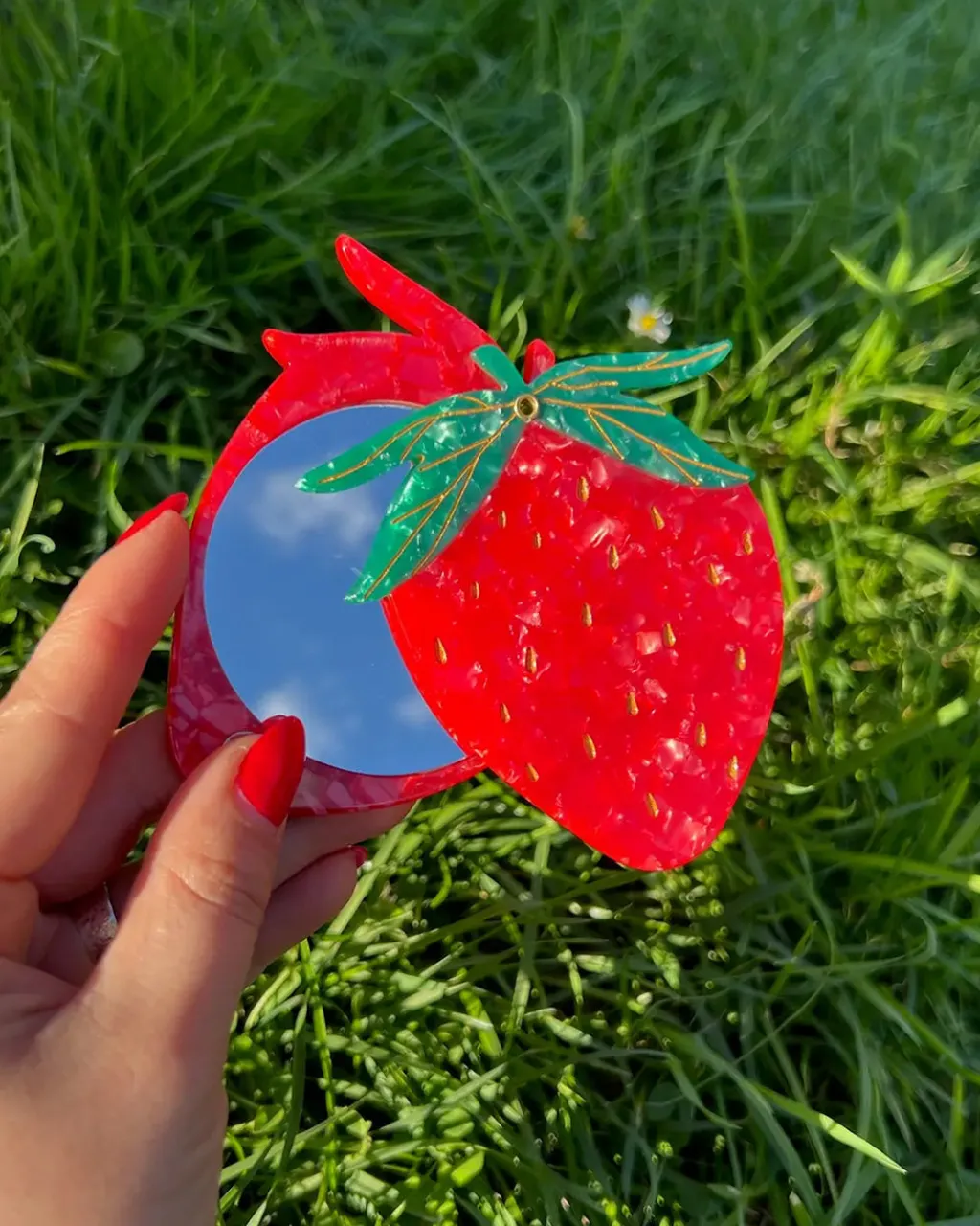 Solar Eclipse Hand-Painted Compact Mirror Strawberry Outlet