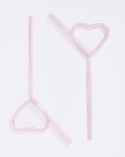 ban.do Heart Glass Straw Set New