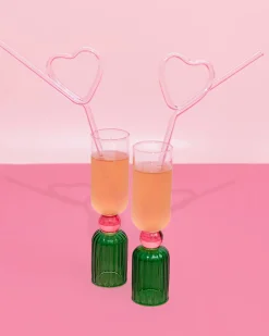 ban.do Heart Glass Straw Set New