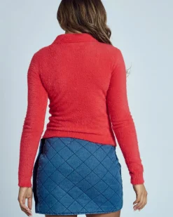 Native Youth Heidi Brushed Knit Long Sleeve Polo Top