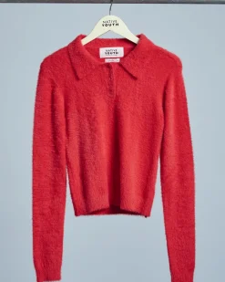 Native Youth Heidi Brushed Knit Long Sleeve Polo Top