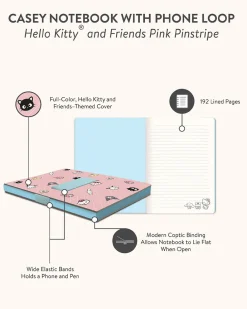 Studio Oh! Hello Kitty & Friends Casey Notebook - Pink Pinstripe Hot