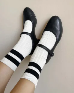 Le Bon Shoppe Her Varsity Socks - Cream Black