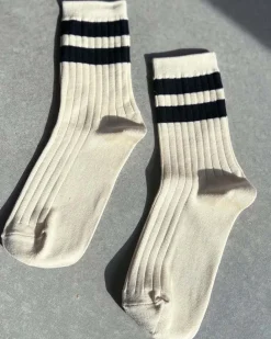 Le Bon Shoppe Her Varsity Socks - Cream Black