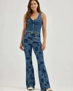 Lee High Rise Patchwork Flare Jeans - Traveling Pant New