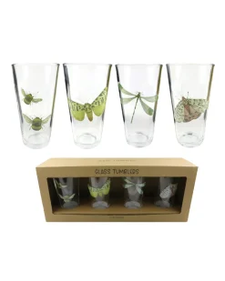 Transpac Insect Glass Tumblers - Set Of 4 Clearance