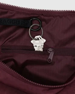 Baggu Large Nylon Crescent Bag w/ Key Leash - Mahogany Hot