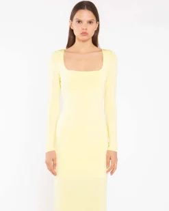 Glamorous Lemon Yellow Square Neck Maxi Dress Best