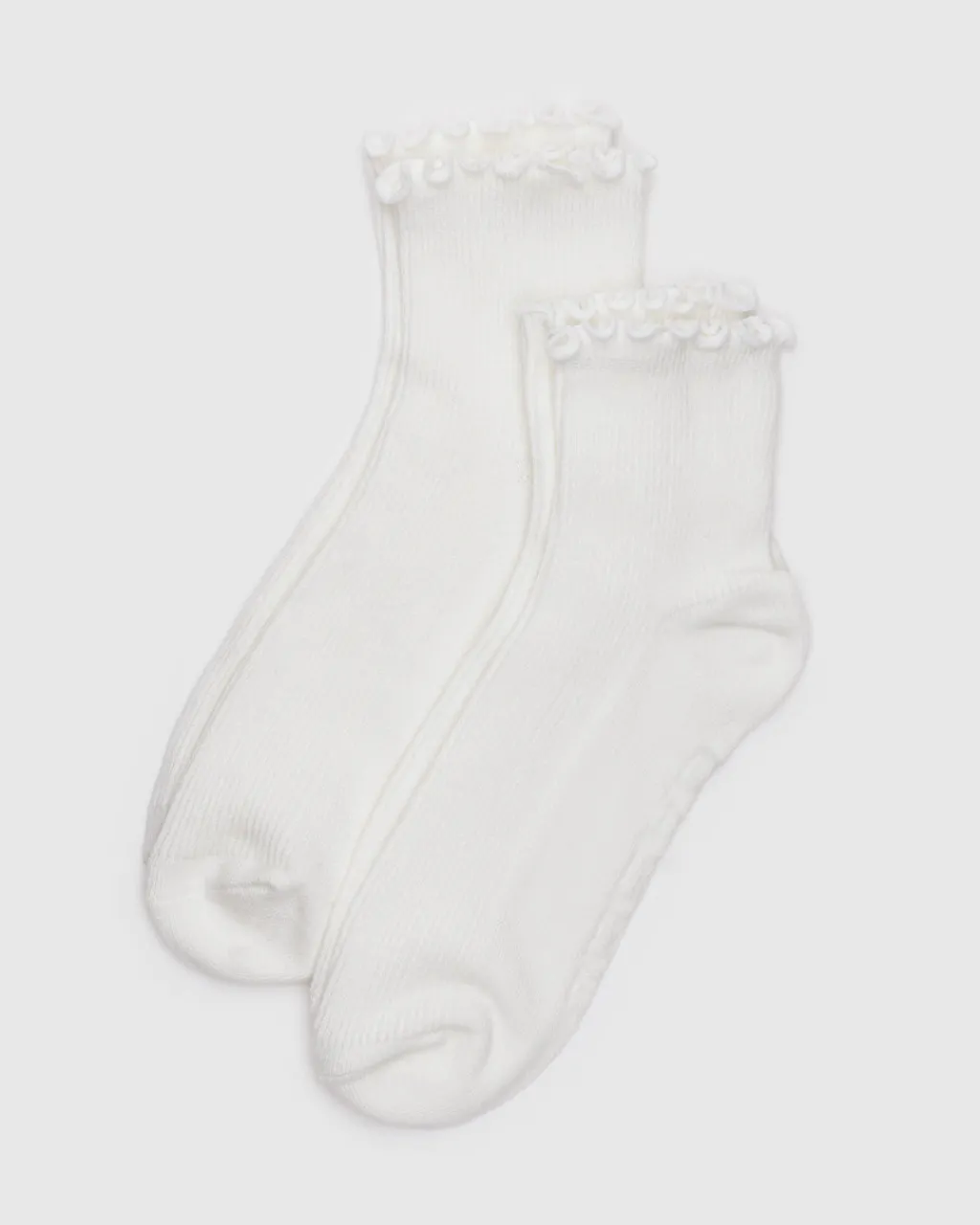 Baggu Lettuce Edge Sock Set Of 2 - White Outlet