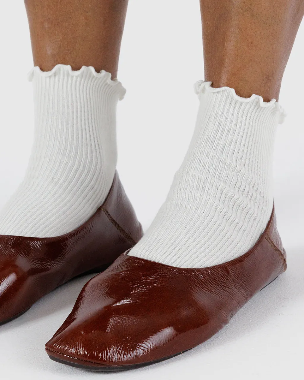 Baggu Lettuce Edge Sock Set Of 2 - White Outlet