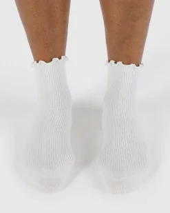 Baggu Lettuce Edge Sock Set Of 2 - White Outlet
