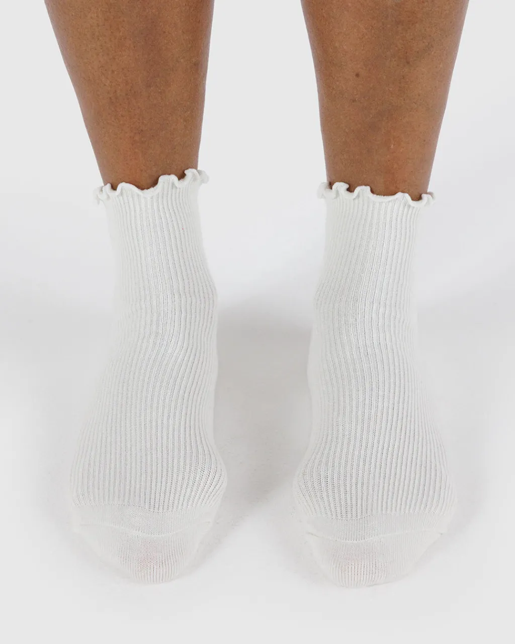 Baggu Lettuce Edge Sock Set Of 2 - White Outlet