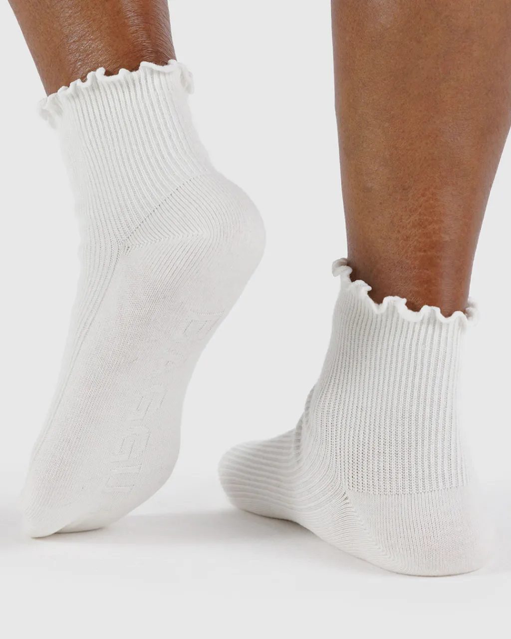 Baggu Lettuce Edge Sock Set Of 2 - White Outlet