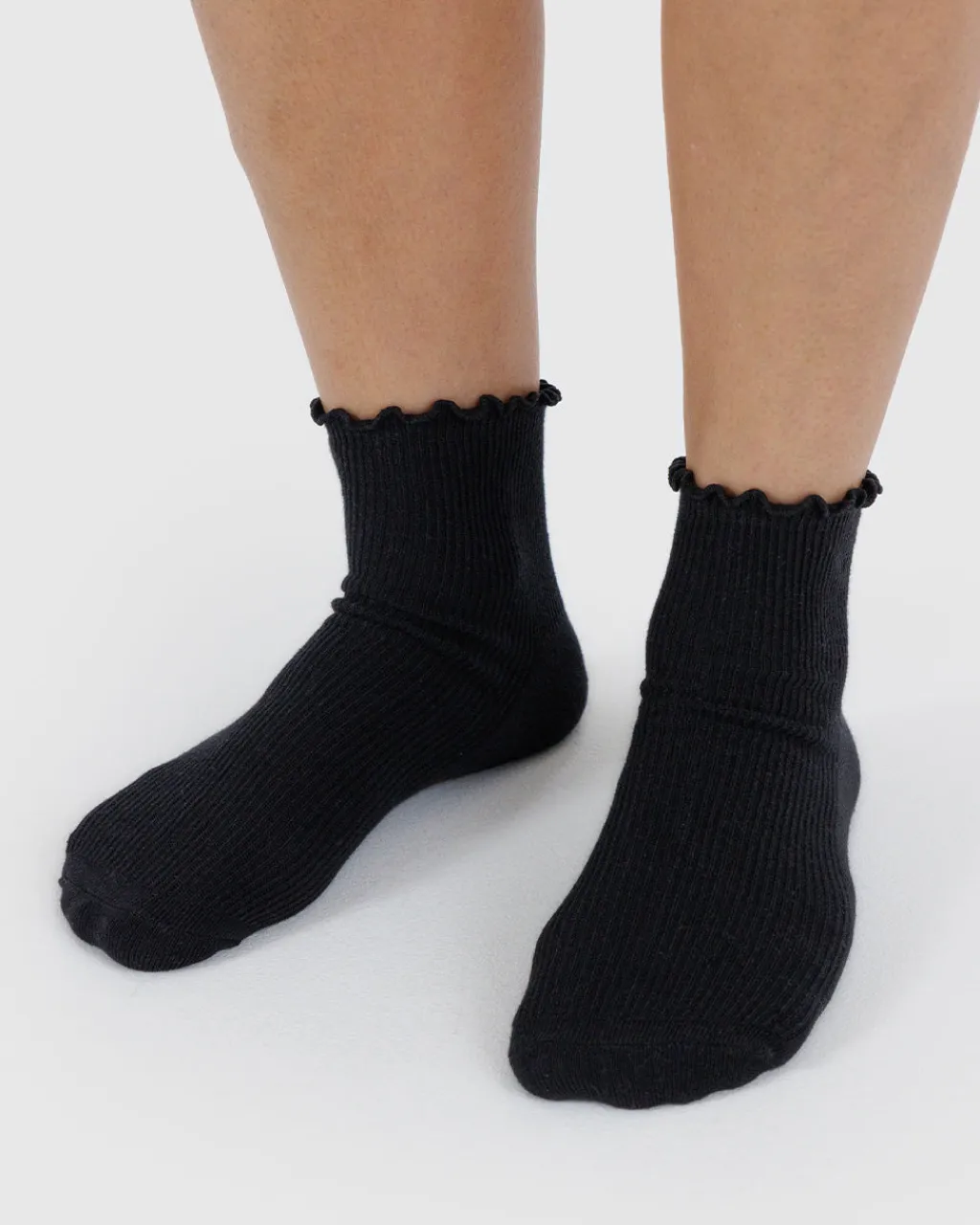 Baggu Lettuce Edge Sock Set Of 2 - Heather Grey & Black Sale