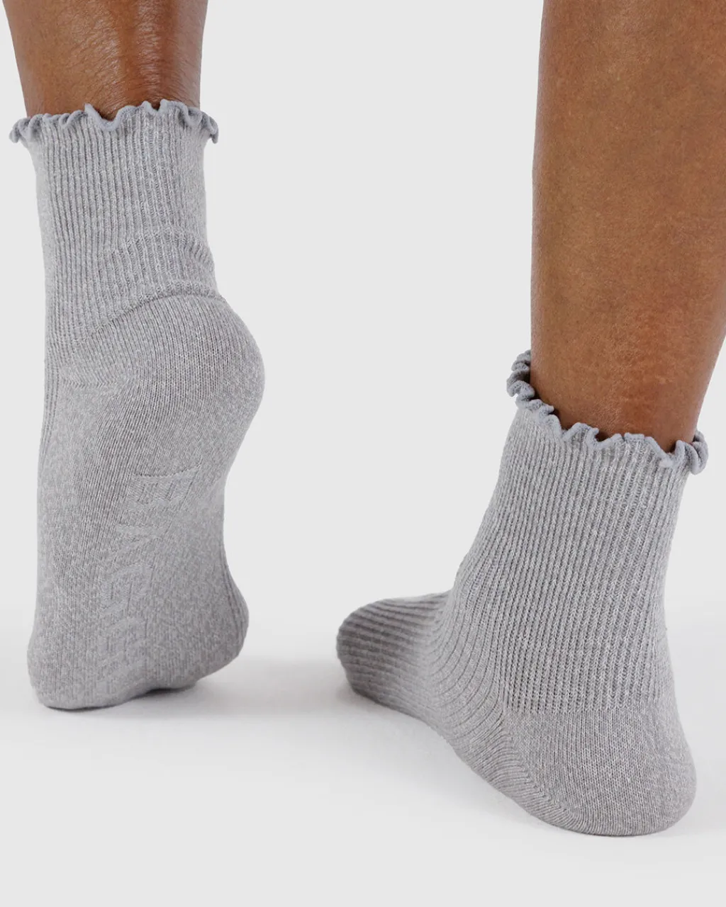 Baggu Lettuce Edge Sock Set Of 2 - Heather Grey & Black Sale