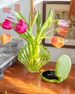 Doiy Glass Seashell Vase Lime Green Best