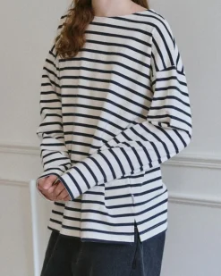 Le Bon Shoppe Marseille Boat Neck Top - Navy Stripe Outlet