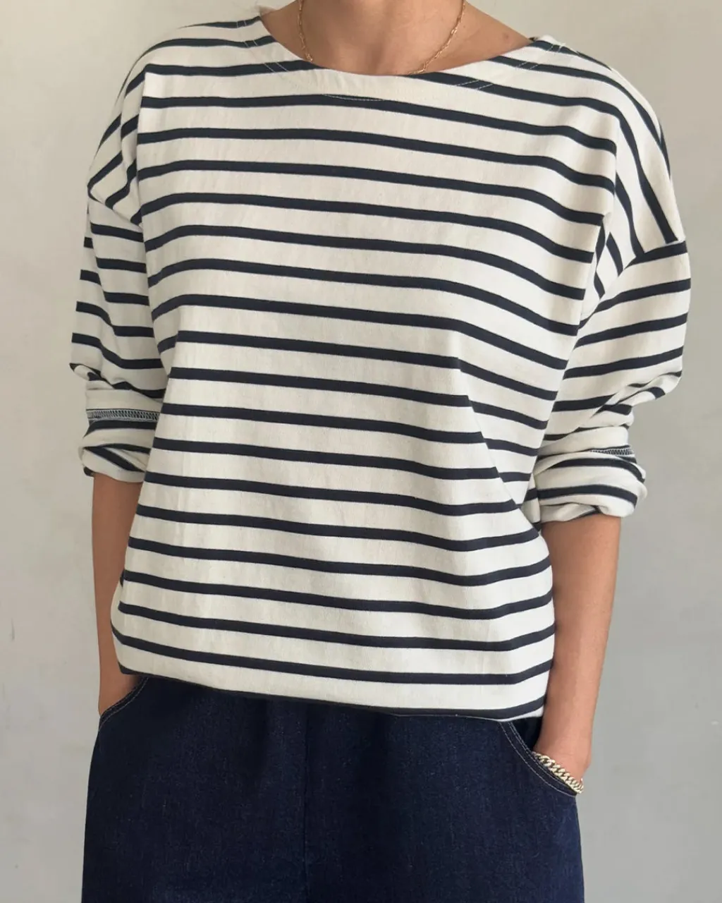 Le Bon Shoppe Marseille Boat Neck Top - Navy Stripe Outlet